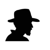 hombre con sombrero silueta aislado vector