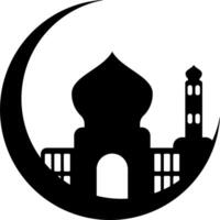 eid Mubarak Luna mezquita icono diseño ilustración vector