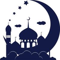 Eid Mubarak Moon Mosque icon design illustration vector