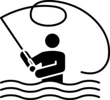 Man Fishing with Fishing Rod illustration vector