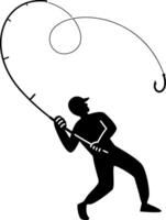 Man Fishing with Fishing Rod illustration vector