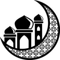 Eid Mubarak Moon Mosque icon design illustration vector