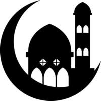 Eid Mubarak Moon Mosque icon design illustration vector