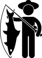 hombre pescar con pescar varilla ilustración vector