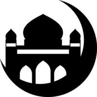 Eid Mubarak Moon Mosque icon design illustration vector