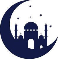 eid Mubarak Luna mezquita icono diseño ilustración vector