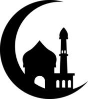 Eid Mubarak Moon Mosque icon design illustration vector