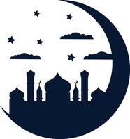 Eid Mubarak Moon Mosque icon design illustration vector