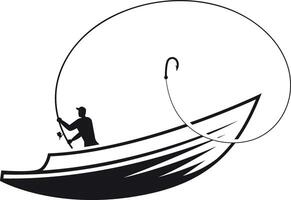 hombre pescar con pescar varilla ilustración vector