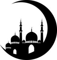 eid Mubarak Luna mezquita icono diseño ilustración vector