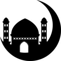 Eid Mubarak Moon Mosque icon design illustration vector