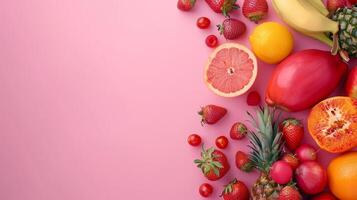 sano alimento, vegetales y frutas, parte superior ver foto