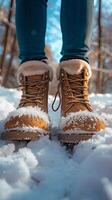 Mountainous winter landscape, skates front view background photo