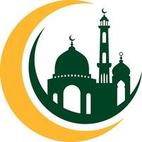 Eid Mubarak Moon Mosque icon design illustration vector