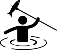 Man Fishing with Fishing Rod illustration vector