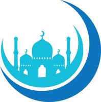 eid Mubarak Luna mezquita icono diseño ilustración vector