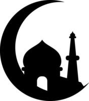 Eid Mubarak Moon Mosque icon design illustration vector
