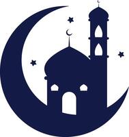 eid Mubarak Luna mezquita icono diseño ilustración vector