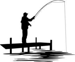 Man Fishing with Fishing Rod illustration vector