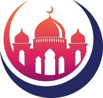 Eid Mubarak Moon Mosque icon design illustration vector