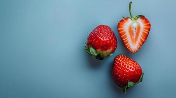 fresas frutas parte superior ver en el pastel antecedentes foto