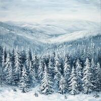 hermosa invierno paisaje, nieve y abeto árboles, realista foto