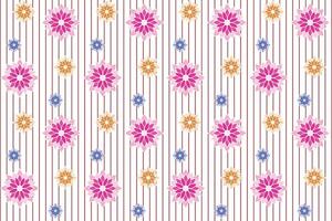 Illustration pattern, The Abstract multicolor flower on red line background. vector