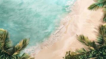 Ocean waves top view, beach scene summer holiday banner, top view photo