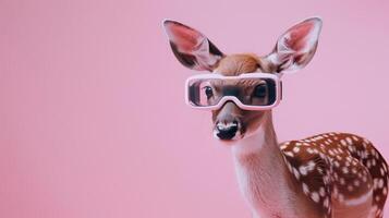 Deer with 3d VR glasses on the isolated background photo