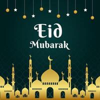 Eid Mubarak greeting social media post design template. vector