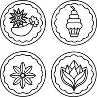 set of app icon lineart style isolated on white background vector
