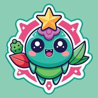 illustration of a cute trending and aesthetic sticker retro color vector