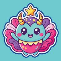 illustration of a cute trending and aesthetic sticker retro color vector