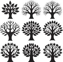 conjunto de árbol ilustración aislado en blanco antecedentes vector