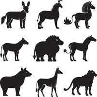 set of animal illustration isolated on white background vector