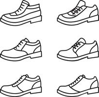 set of shoes line art illustration on white background vector