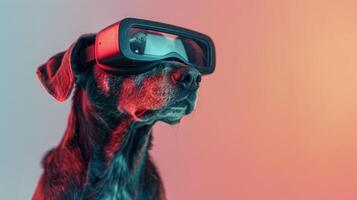 Dog with 3d VR glasses on the isolated background photo