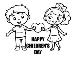 happy childrens day coloring pages vector