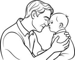 padre y hijo colorante paginas vector