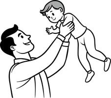 father and son coloring pages vector