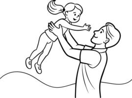 father and daughter coloring pages vector