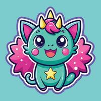 illustration of a cute trending and aesthetic sticker retro color vector