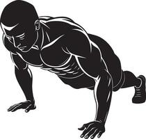 man doing push ups illustration on white background vector