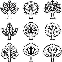 set of tree illustration isolated in white background vector