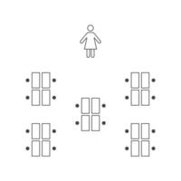 Plan of seats in classroom or seminar line icon. Seating teams arrangements. Scheme, blueprint, architectural plan. illustration vector