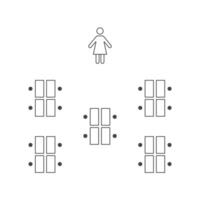 Plan of seats in classroom or seminar line icon. Seating teams arrangements. Scheme, blueprint, architectural plan. illustration vector