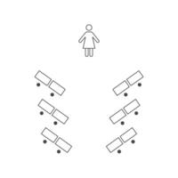 Plan of seats in classroom or seminar line icon. Chevron style of seating arrangements. Scheme, blueprint, architectural plan. illustration vector