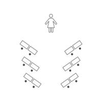 Plan of seats in classroom or seminar line icon. Chevron style of seating arrangements. Scheme, blueprint, architectural plan. illustration vector