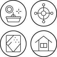 set of icon line art style illustration black and white vector