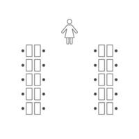 Teams style of seating arrangements line icon. Plan of seats in classroom or seminar. Scheme, blueprint, architectural plan. Illustration vector